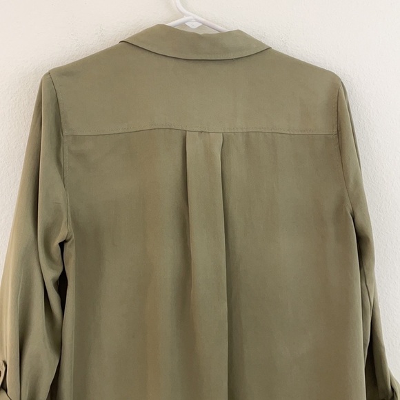 Anthropologie Holding Horses Army Green Utility Wrap Front Blouse - Picture 8 of 9